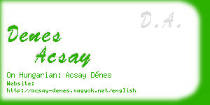 denes acsay business card